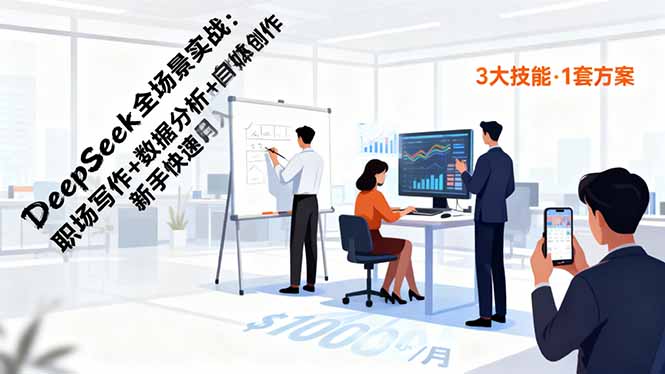 DeepSeek全场景实战：职场写作+数据分析+自媒体创作，新手快速月入过万-U9联盟