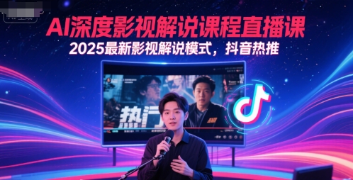 AI深度影视解说课程直播课，2025最新影视解说模式，抖音热推-U9联盟