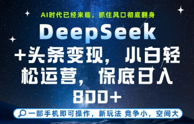 DeepSeek+头条变现，保姆级教学，小白轻松上手，日入8张+【揭秘】-U9联盟
