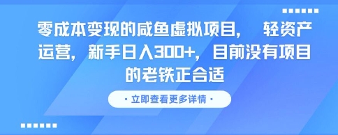 零成本变现的咸鱼虚拟项目， 轻资产运营，新手日入3张+，目前没有项目的老铁正合适-U9联盟