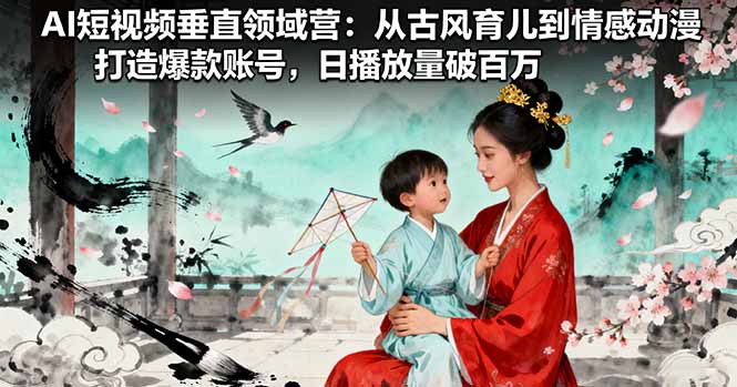 AI短视频垂直领域营：从古风育儿到情感动漫，打造爆款账号,日播放量破百万-U9联盟