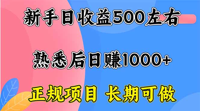 新手日收益500+ 正规项目 长期可做-U9联盟