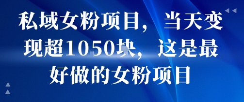 私域女粉项目，当天变现超1k，这是最好做的女粉项目，可放大操作-U9联盟