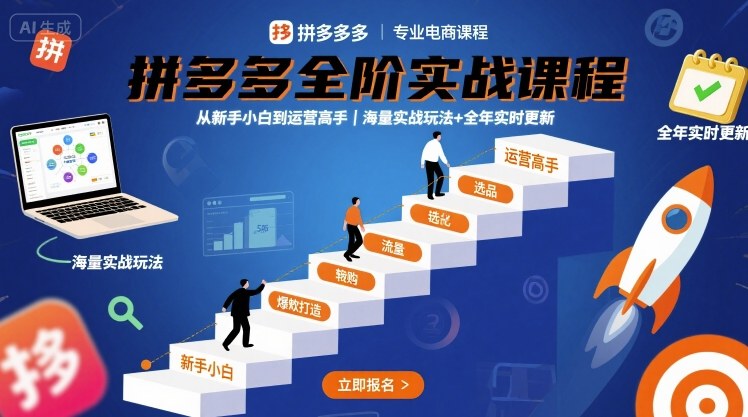 拼多多全阶实战课程，从新手小白到运营高手，海量实战玩法+全年实时更新【2025年10月更新】-U9联盟