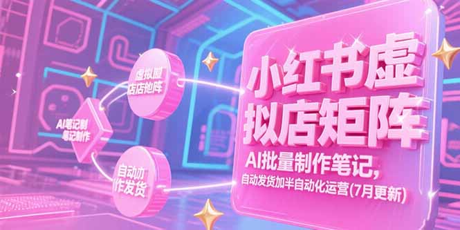 小红书虚拟店矩阵，AI批量制作笔记，自动发货加半自动化运营(7月更新-U9联盟