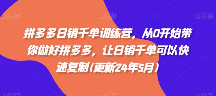 拼多多日销千单训练营，从0开始带你做好拼多多，让日销千单可以快速复制(更新25年6月)-U9联盟
