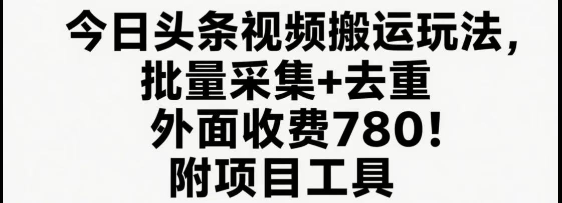 今日头条视频搬运玩法，软件一键去重，轻松日入500+附项目工具-U9联盟