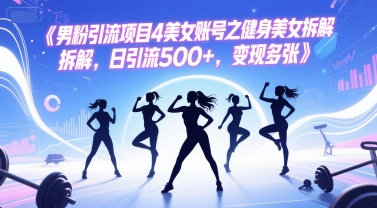 男粉引流项目4美女账号之健身美女拆解，日引流500+，变现多张-U9联盟