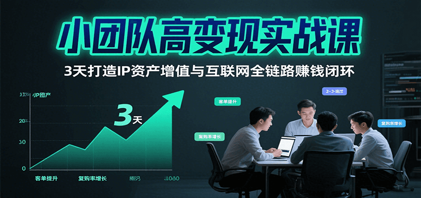 小团队高变现实战课，3天打造IP资产增值与互联网全链路赚钱闭环(第二期)-U9联盟