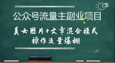 公众号流量主副业项目，美女图片+文章混合模式操作流量爆棚-U9联盟