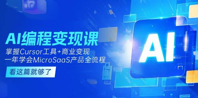 AI编程变现课：掌握Cursor工具+商业变现，一年学会MicroSaaS产品全流程-U9联盟