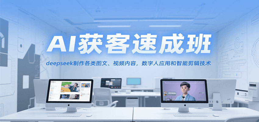 AI获客速成班，deepseek制作各类图文、视频内容，数字人应用和智能剪辑技术-U9联盟