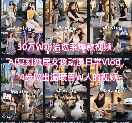 30万W粉治愈系爆款视频，AI复刻独居女孩动漫日常Vlog，4步做出温暖百W人的视频-U9联盟