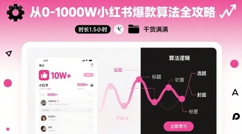 从0-1000W小红书爆款算法全攻略，时长1.5小时，干货满满-U9联盟