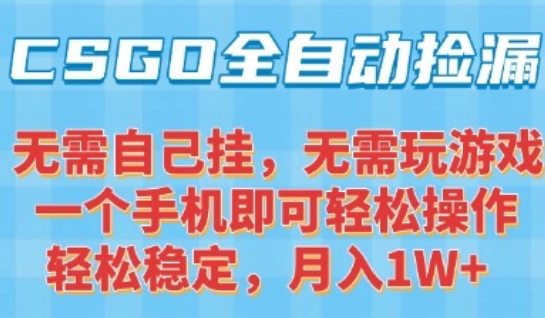 CSGO自动捡漏项目，最新独家玩法，一个手机可操作，新手小白轻松月入1W+，操作简单易上手【揭秘】-U9联盟