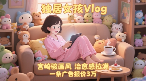 单个账号涨粉71W！用AI制作独居女孩Vlog，宫崎骏画风，治愈感拉满，一条广告报价3W-U9联盟