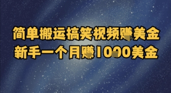 简单搬运搞笑视频挣美金，新手一个月入1k美金-U9联盟